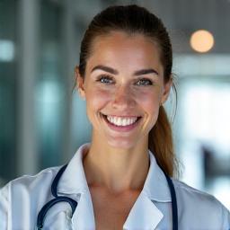 Elena Martín, médica deportiva en AlmaVivir, con un semblante enérgico y saludable.